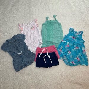 Baby Girl Assorted Colorful Rompers and Shorts Set